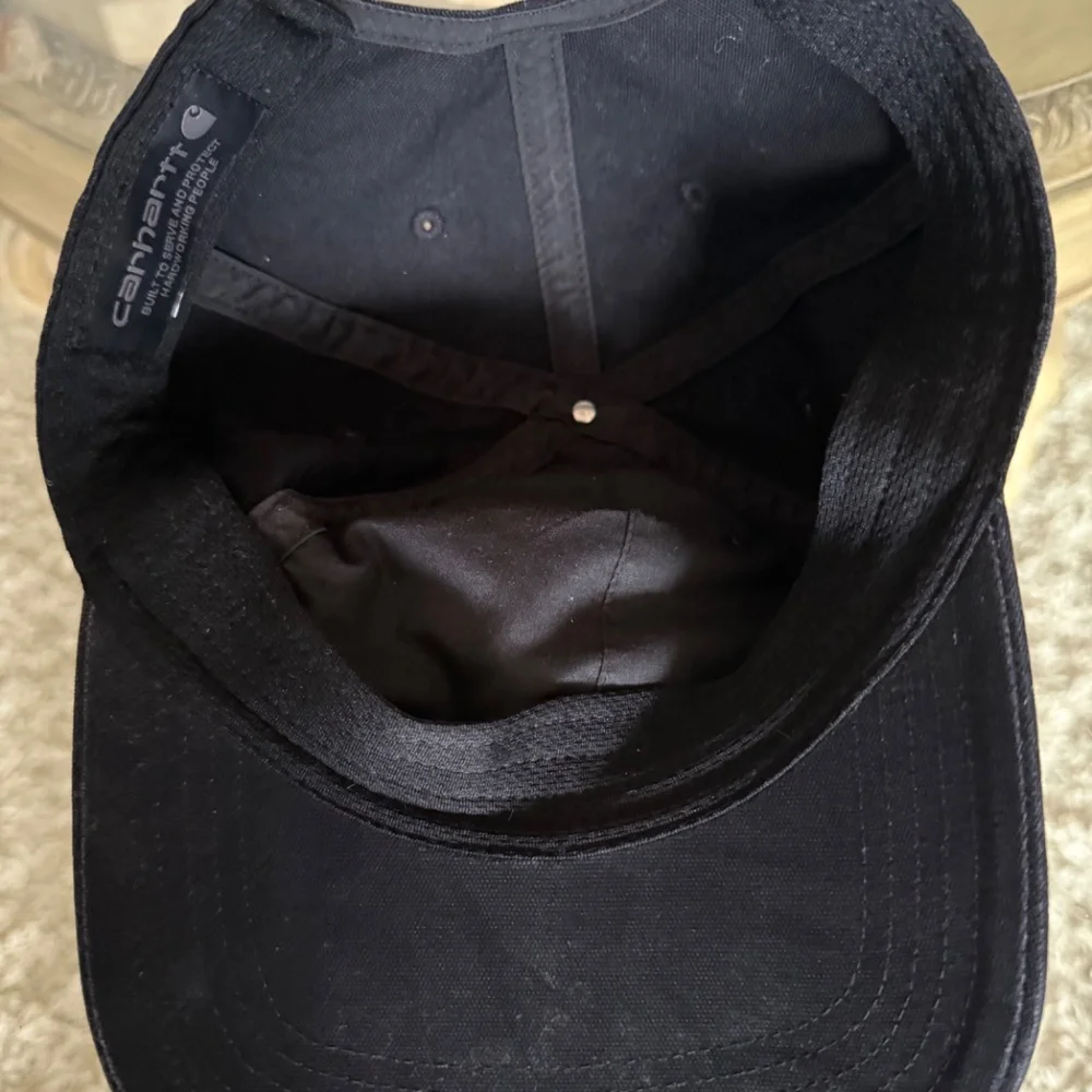 Carhartt Mens Black Hoop and Loop Adjustable Baseball Cap Leather Logo One Size